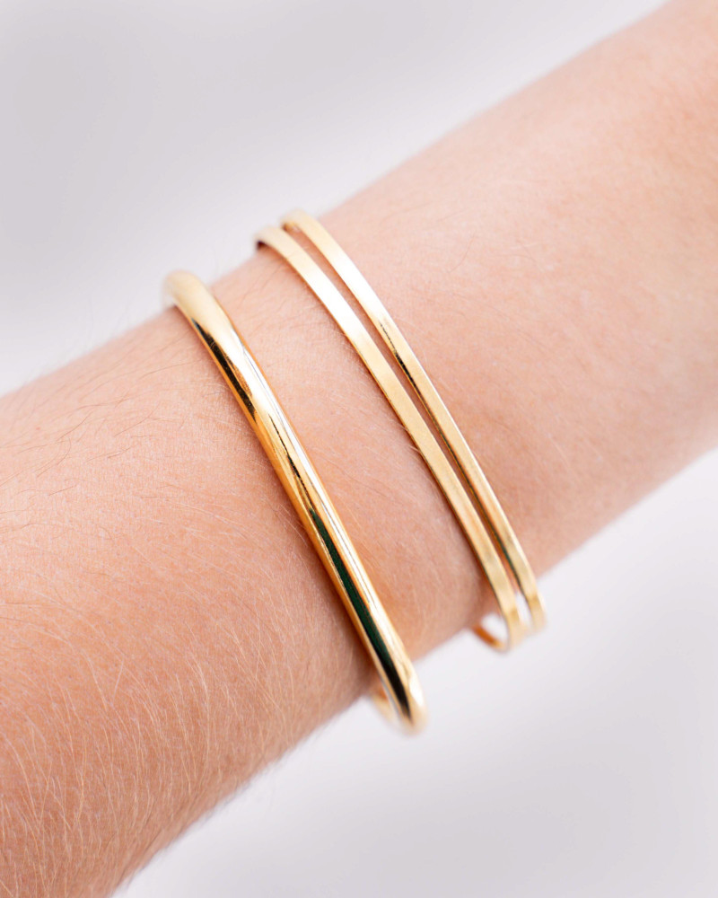 Bracelete Tubo Liso Banhado a Ouro 18K