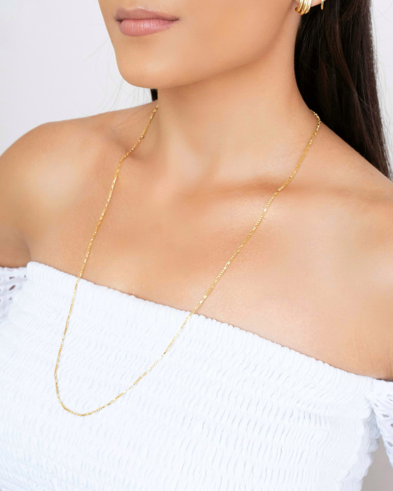 Gargantilha Elos Retos 1.5 mm Banhado a Ouro 18K