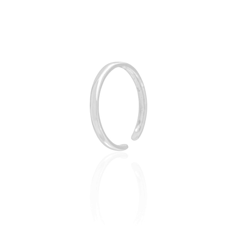 Anel Ajustável Liso Tamanho P Ródio Branco