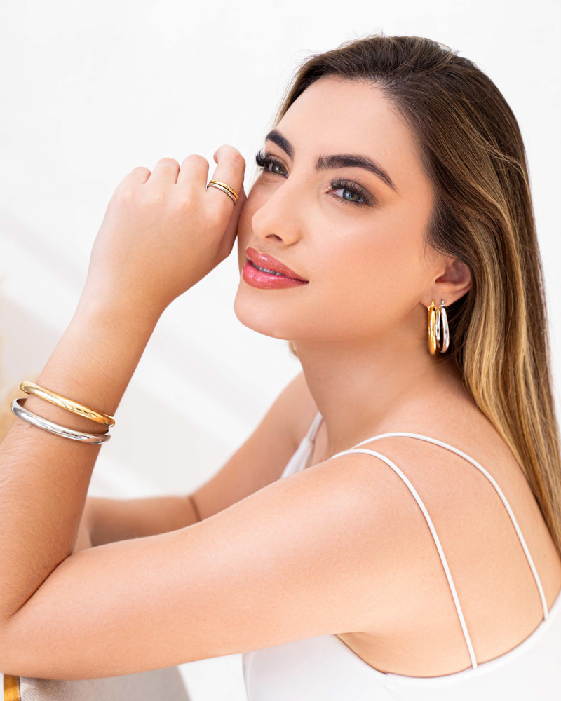 Anel Ajustável Liso Tamanho G Banhado a Ouro 18K