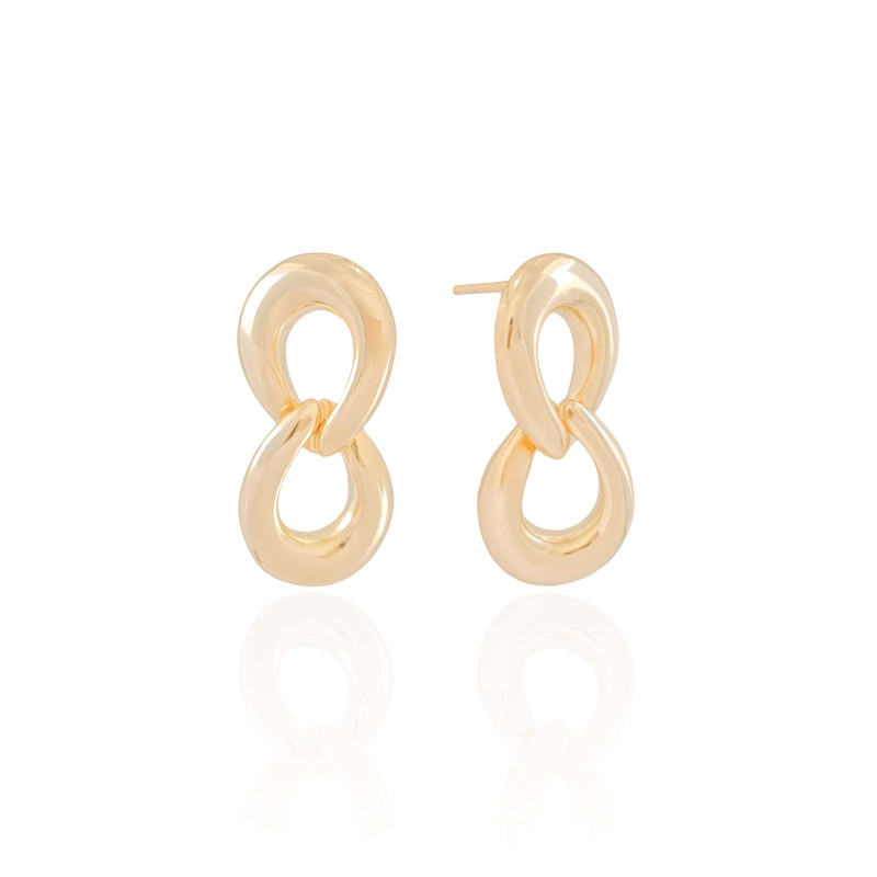 Brinco Elos Pendurados Banhado a Ouro 18K