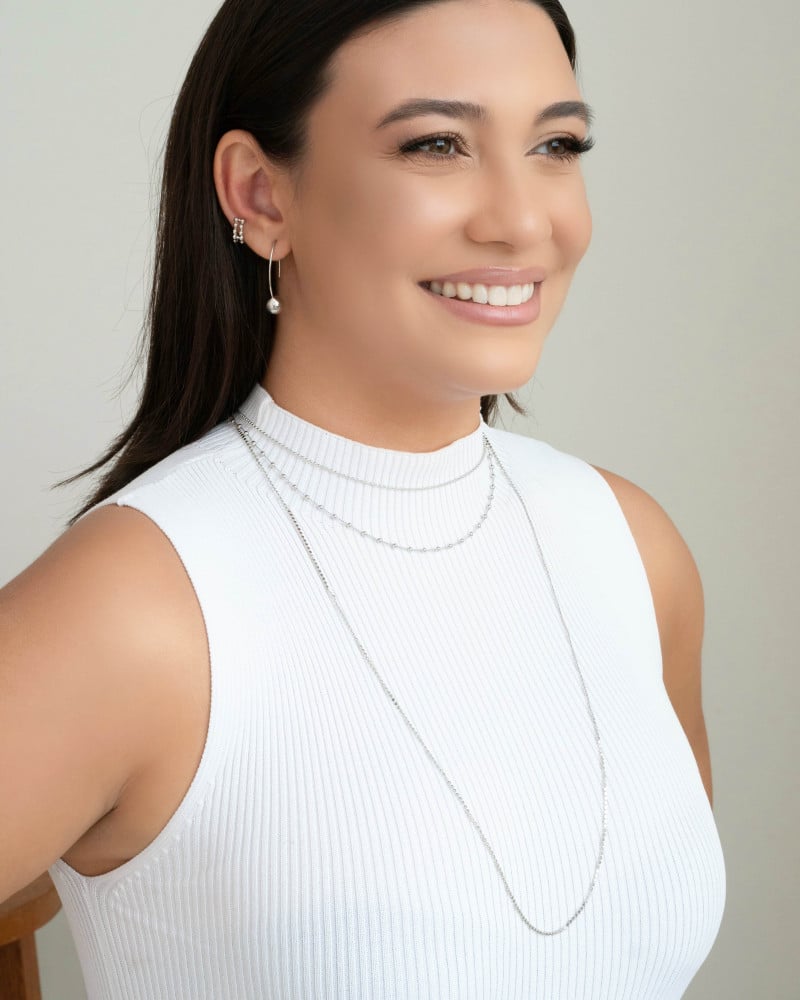 Piercing Dois Filetes Bolinhas Ródio Branco