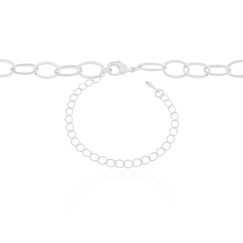 Choker Elos Ovais Ródio Branco