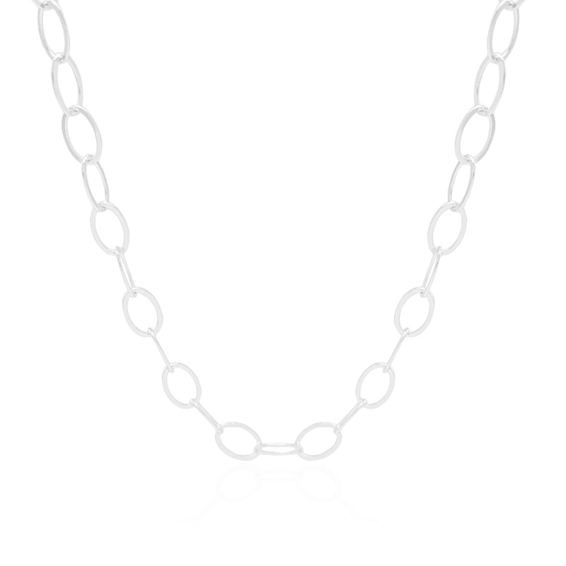 Choker Elos Ovais Ródio Branco