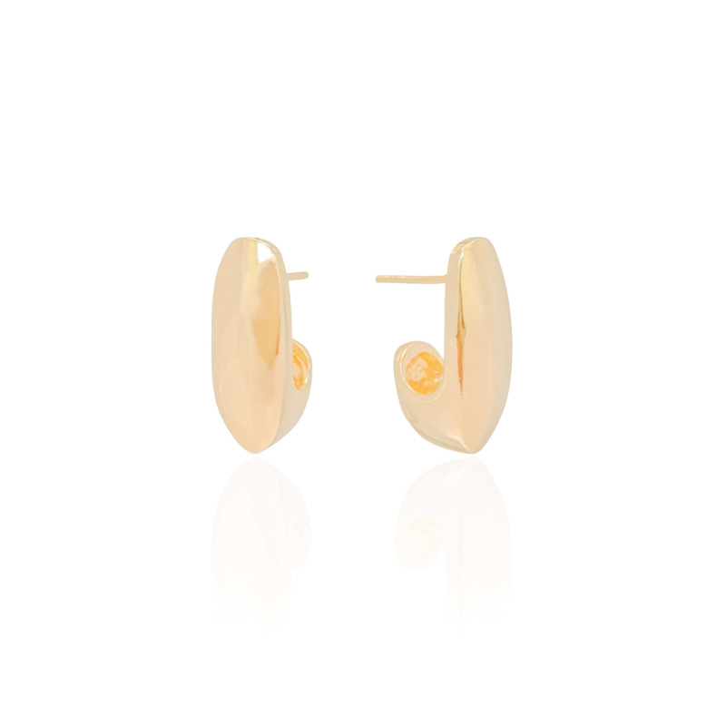 Brinco Meia Argola Lisa Banhado a Ouro 18K