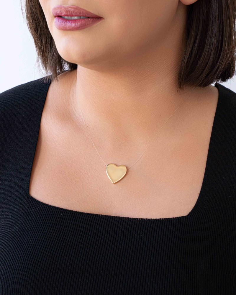 Gargantilha Nylon Pingente Coração Banhado a Ouro 18K