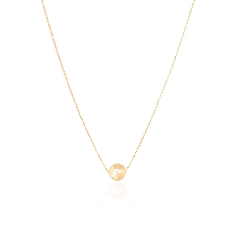 Gargantilha Veneziana Pingente Bola 8 mm Banhado a Ouro 18K