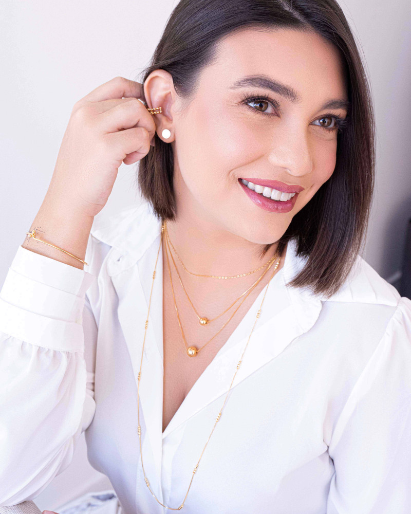 Gargantilha Veneziana Pingente Bola 8 mm Banhado a Ouro 18K