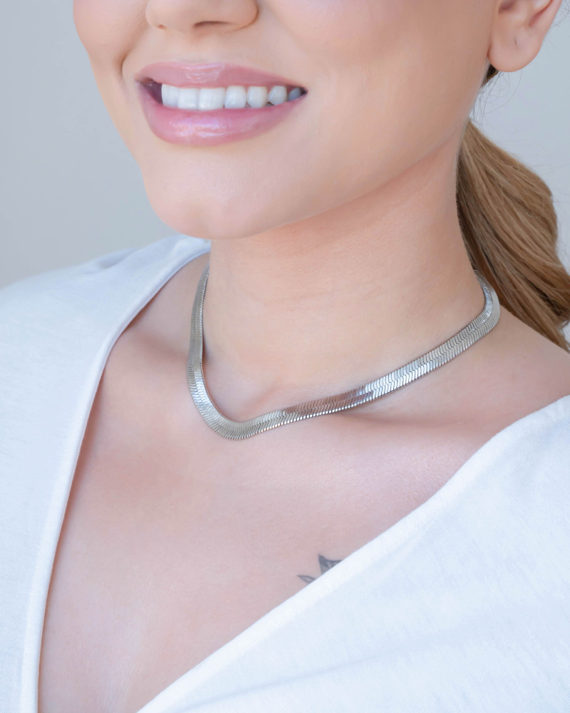 Choker Fita Ródio Branco