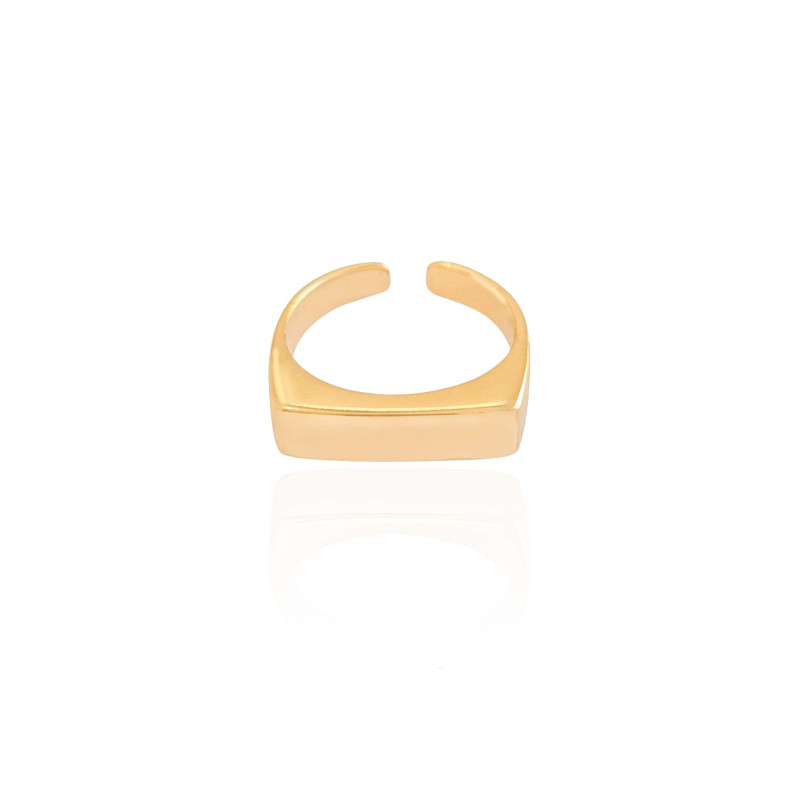 Anel Ajustável de Dedinho Reto Liso Tamanho P Banhado a Ouro 18K