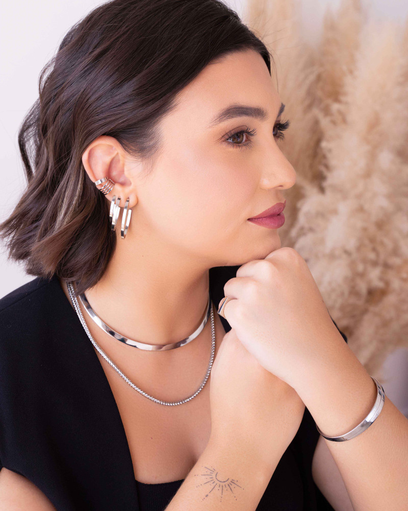 Piercing Liso Achatado Ródio Branco