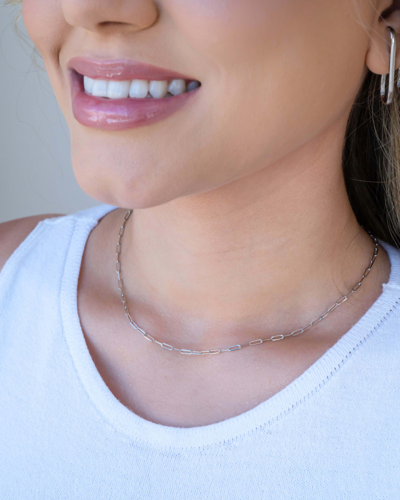 Choker Elos Lisos Ródio Branco