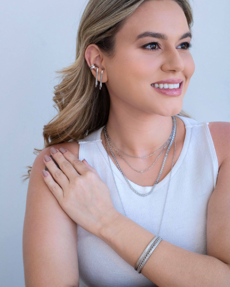 Gargantilha Longa Elos 2 mm Ródio Branco