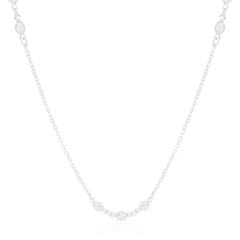 Gargantilha Longa Elos Pontos de Luz Cristal Ródio Branco