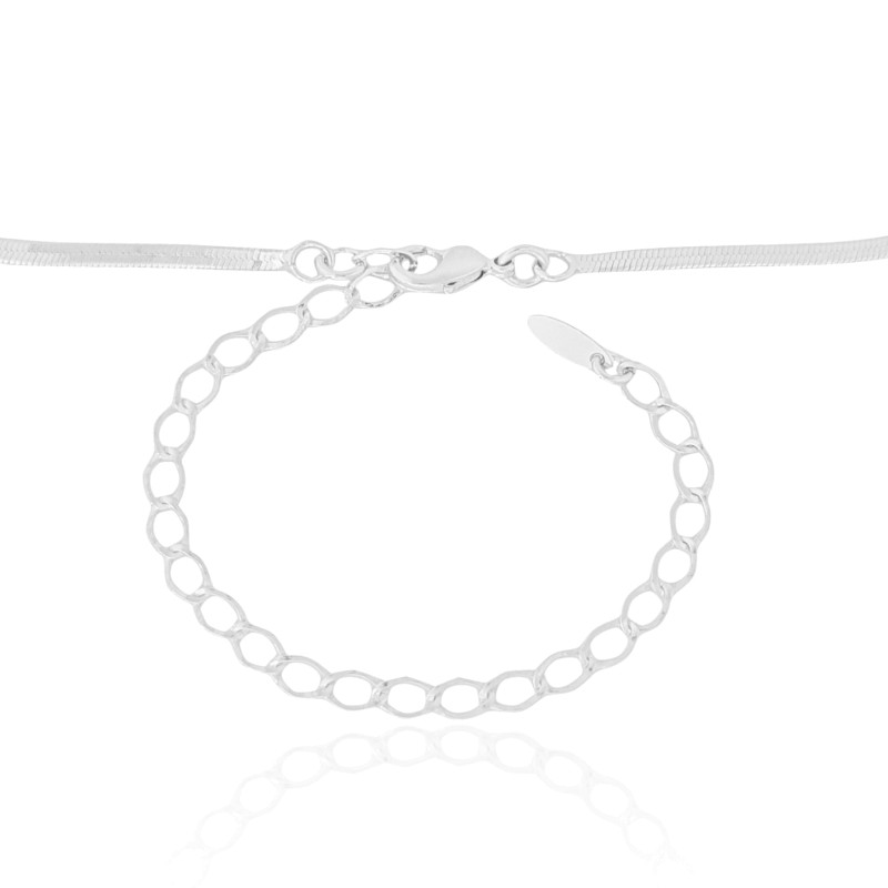 Choker Malha Fita 2 mm Ródio Branco