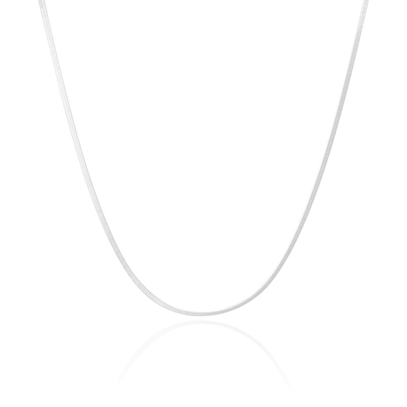 Choker Malha Fita 2 mm Ródio Branco