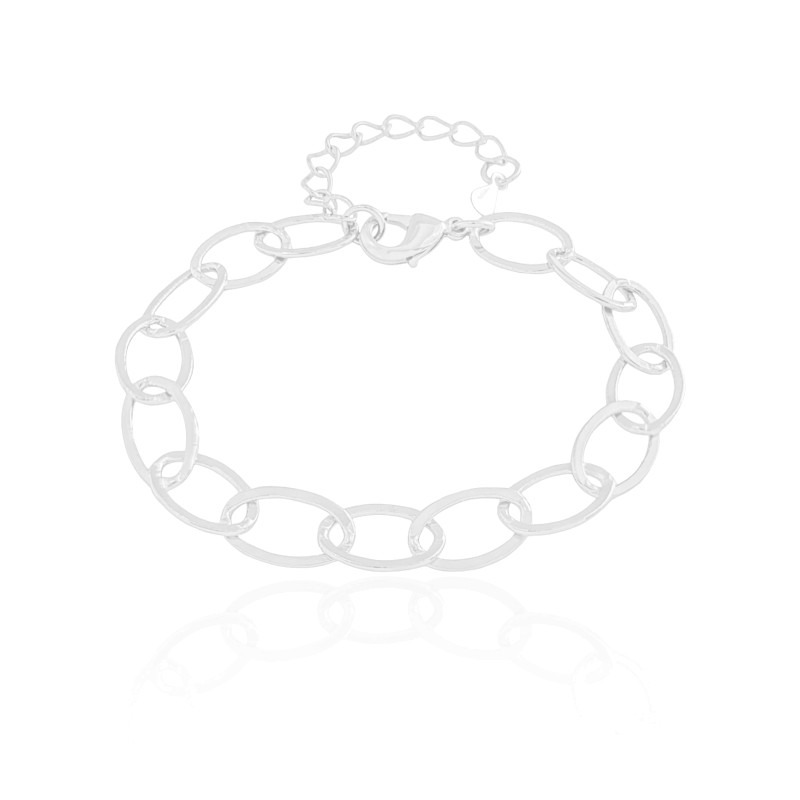 Pulseira Elos Ovais 7 mm Ródio Branco