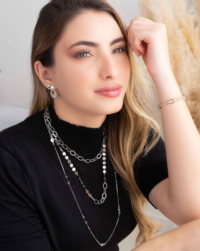 Pulseira Elos Ovais 7 mm Ródio Branco