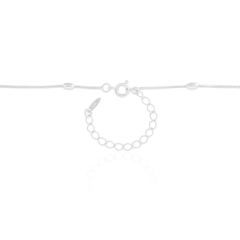 Gargantilha Rabo de Rato Bolinha Achatada Ródio Branco