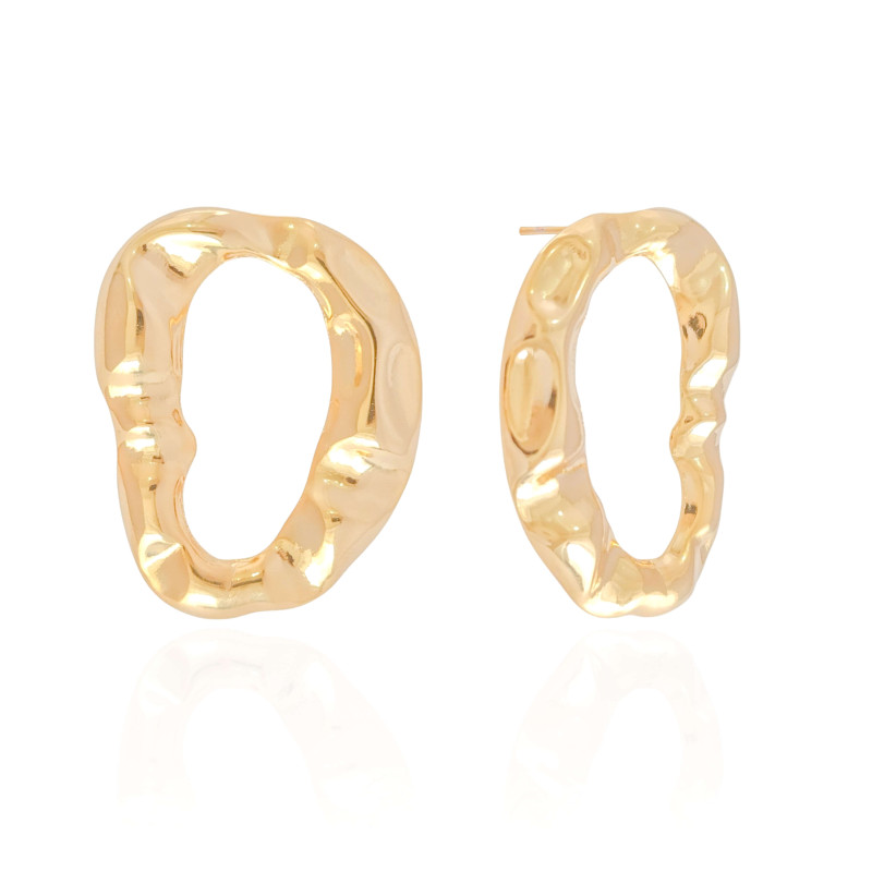 Brinco Orgânico Vazado Banhado a Ouro 18K