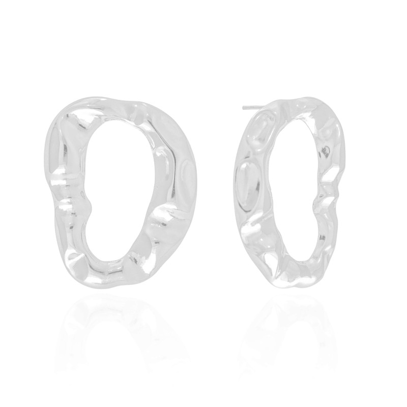 Brinco Orgânico Vazado Ródio Branco