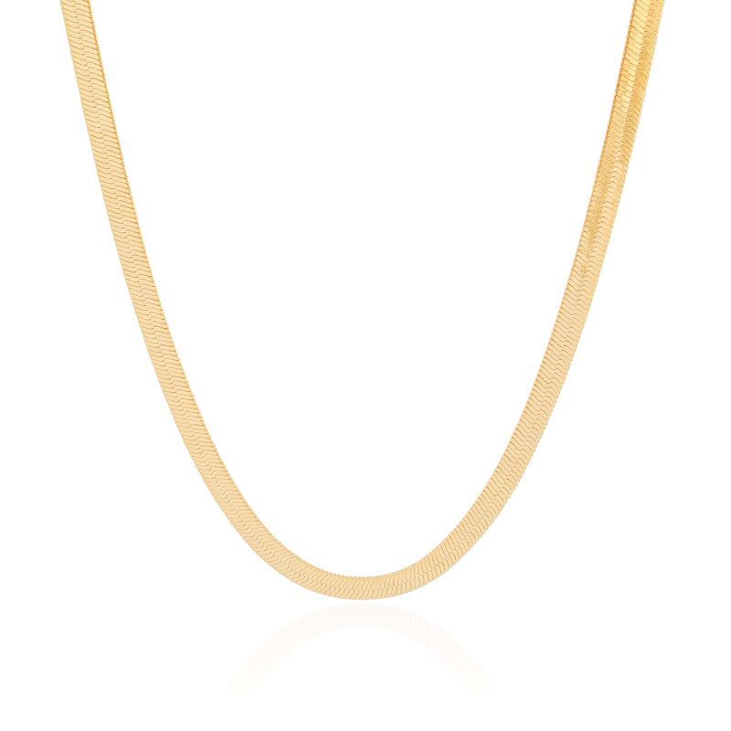 Gargantilha Malha Fita 5 mm Banhado a Ouro 18K