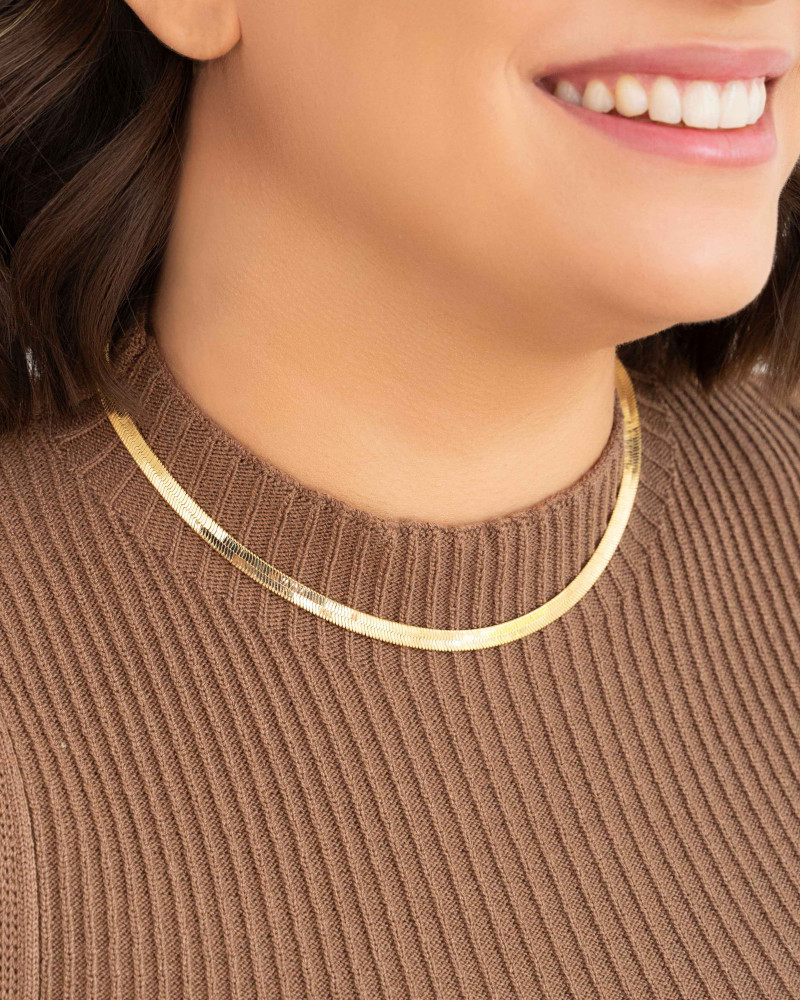 Gargantilha Malha Fita 5 mm Banhado a Ouro 18K