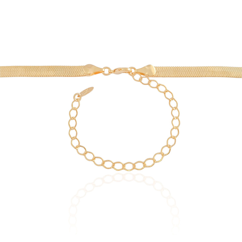 Gargantilha Malha Fita 5 mm Banhado a Ouro 18K