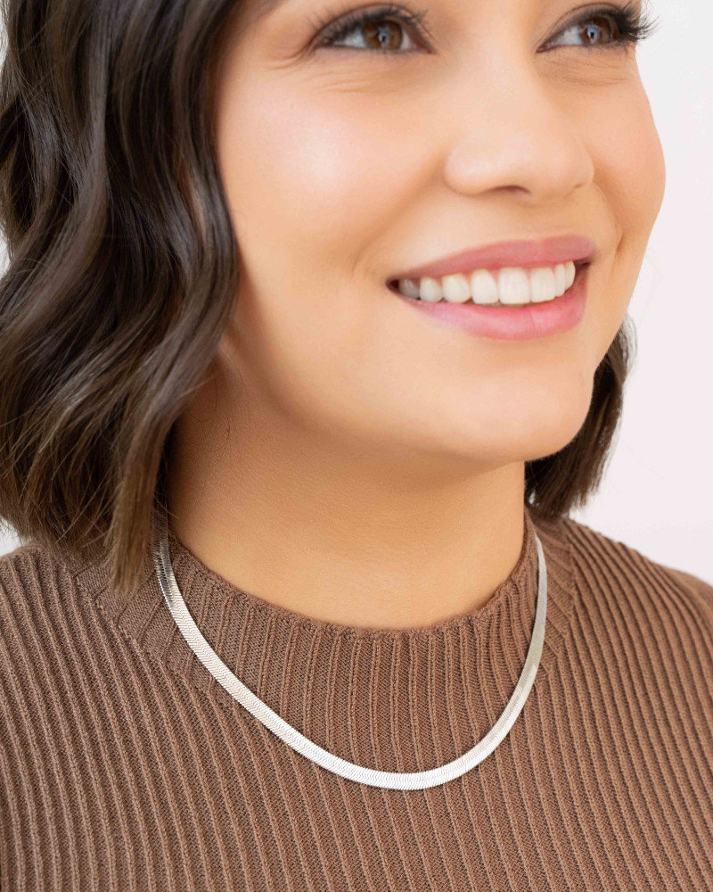 Gargantilha Malha Fita 5 mm Ródio Branco