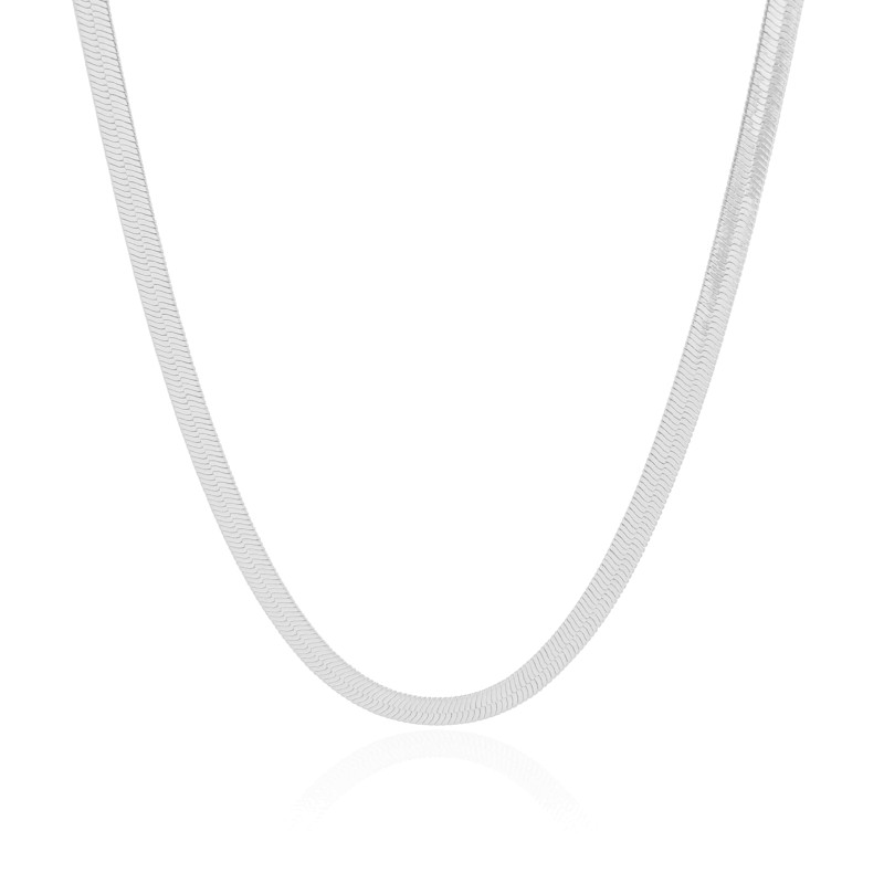 Gargantilha Malha Fita 5 mm Ródio Branco