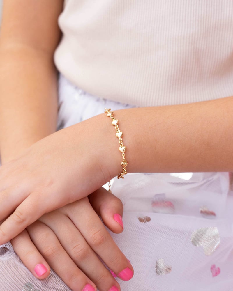 Pulseira Infantil Corações Lisos Banhado a Ouro 18K