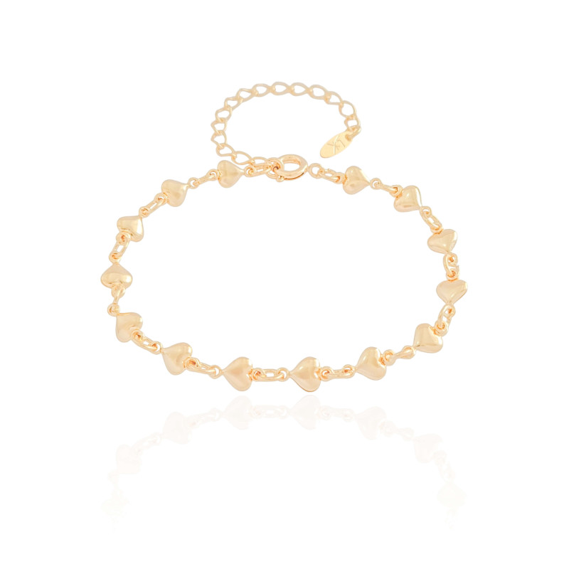 Pulseira Infantil Corações Lisos Banhado a Ouro 18K