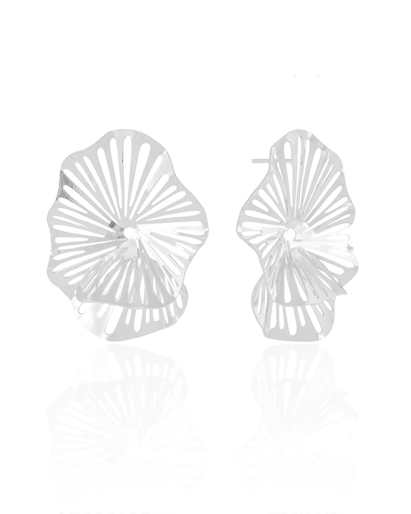 Brinco Flor Vazada Ródio Branco