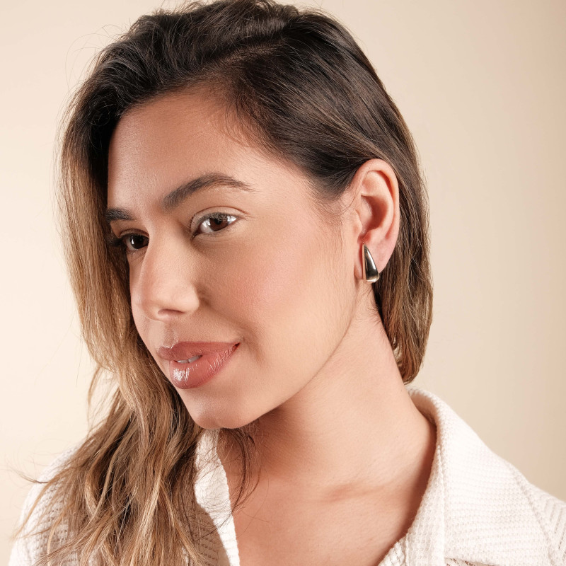 Ear Hook Meia Lua Lisa Ródio Branco