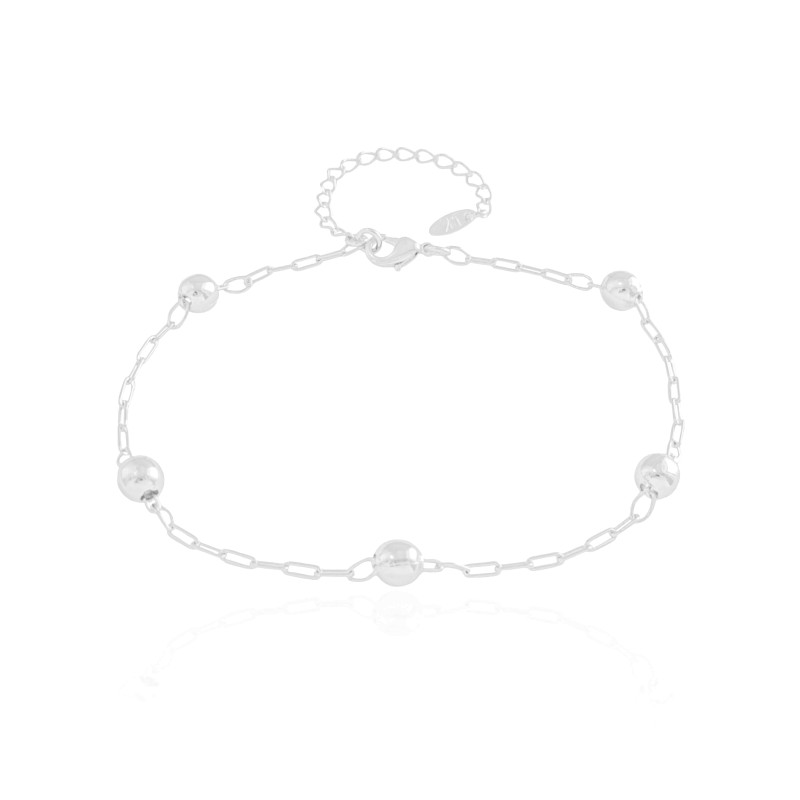 Pulseira Elos com Esferas Ródio Branco