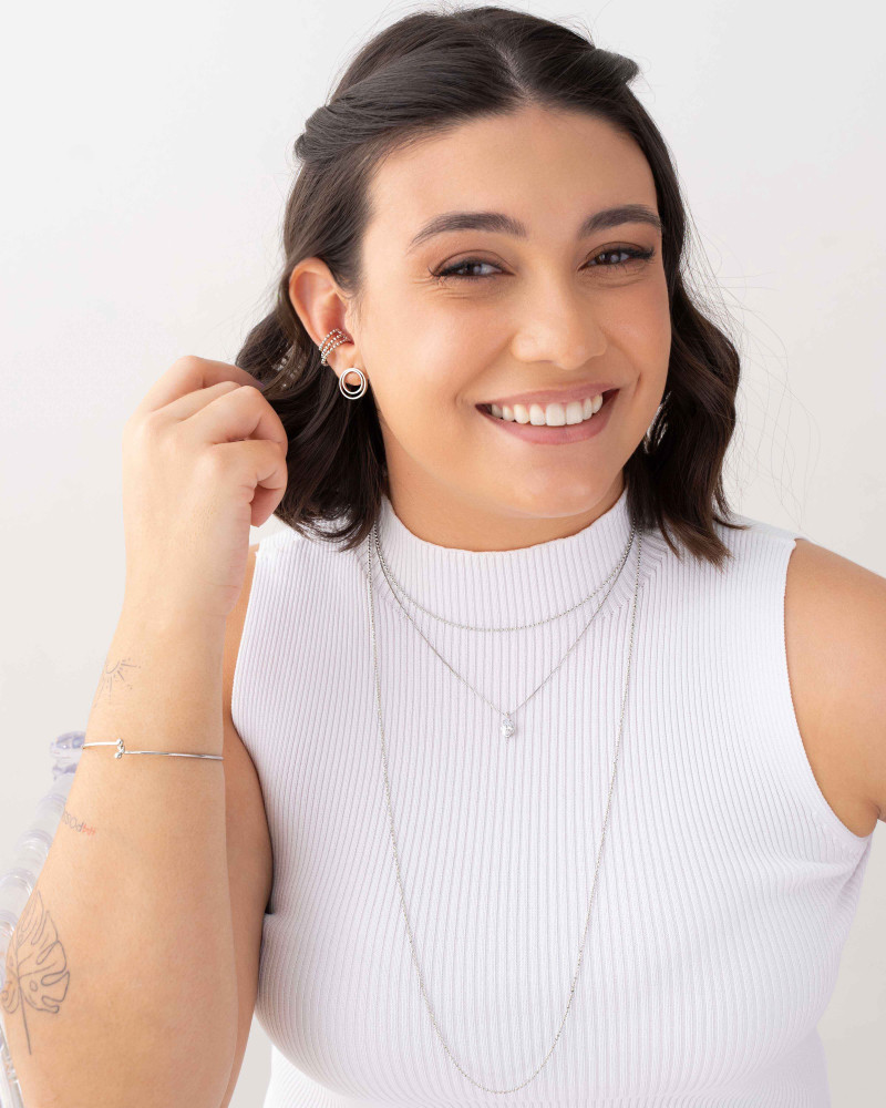 Gargantilha Longa Bolinhas 1.5 mm Ródio Branco