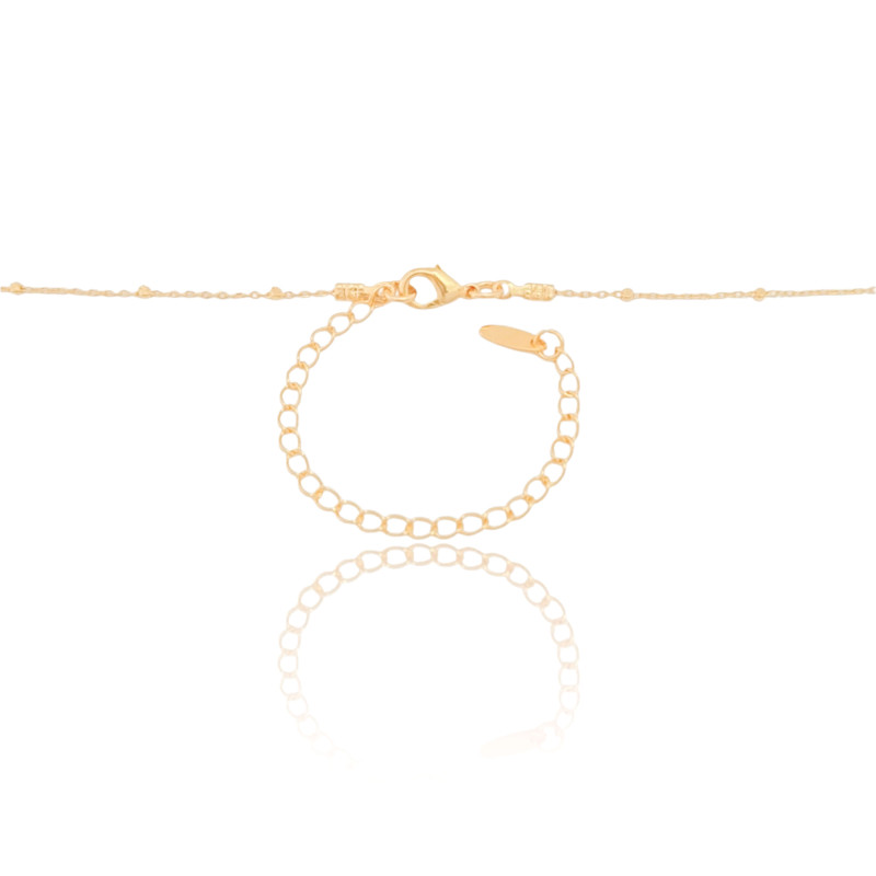 Gargantilha Detalhes Pingente Redondo Ponto de Luz Banhado a Ouro 18K