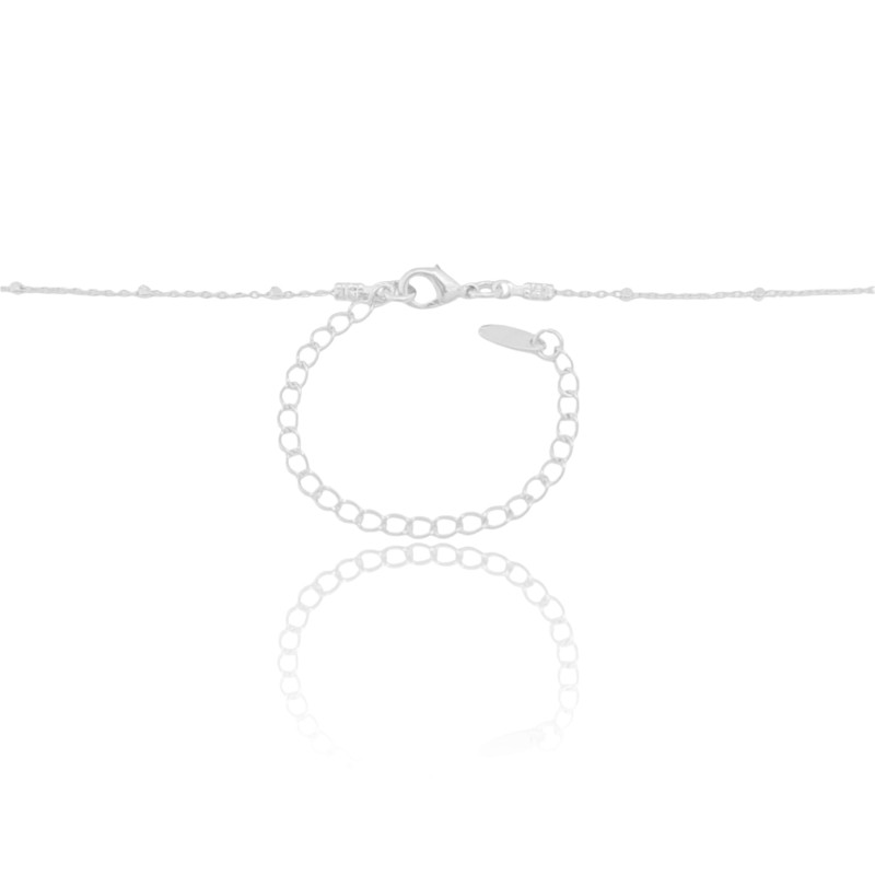 Gargantilha Detalhes Pingente Redondo Ponto de Luz Ródio Branco