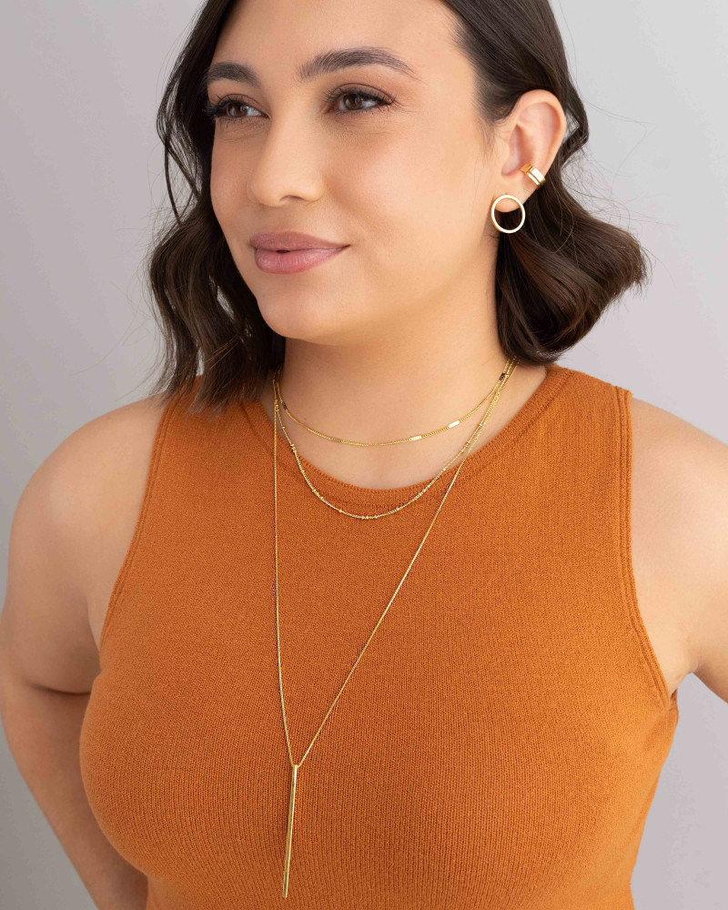 Gargantilha Longa Palito Banhado a Ouro 18K