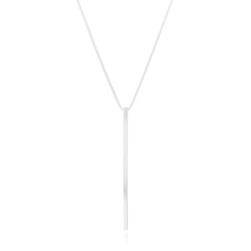 Gargantilha Longa Palito Ródio Branco