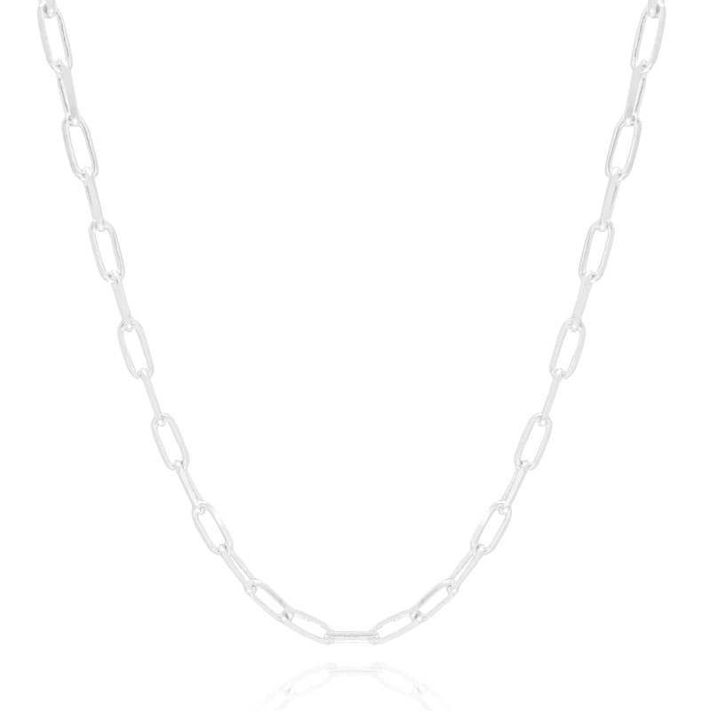 Gargantilha Elos 5 mm Lisos Ródio Branco