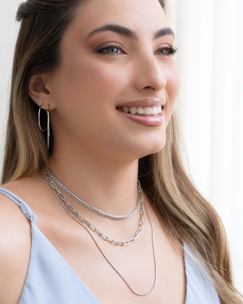 Gargantilha Elos 5 mm Lisos Ródio Branco