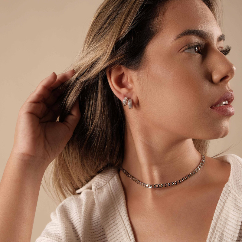 Choker Elos Grumet Ródio Branco