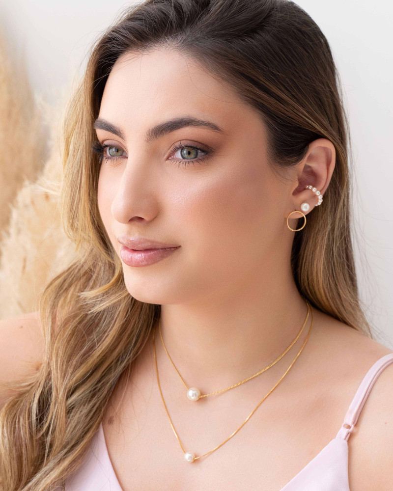 Brinco Argola Frontal 14 mm Banhado a Ouro 18K