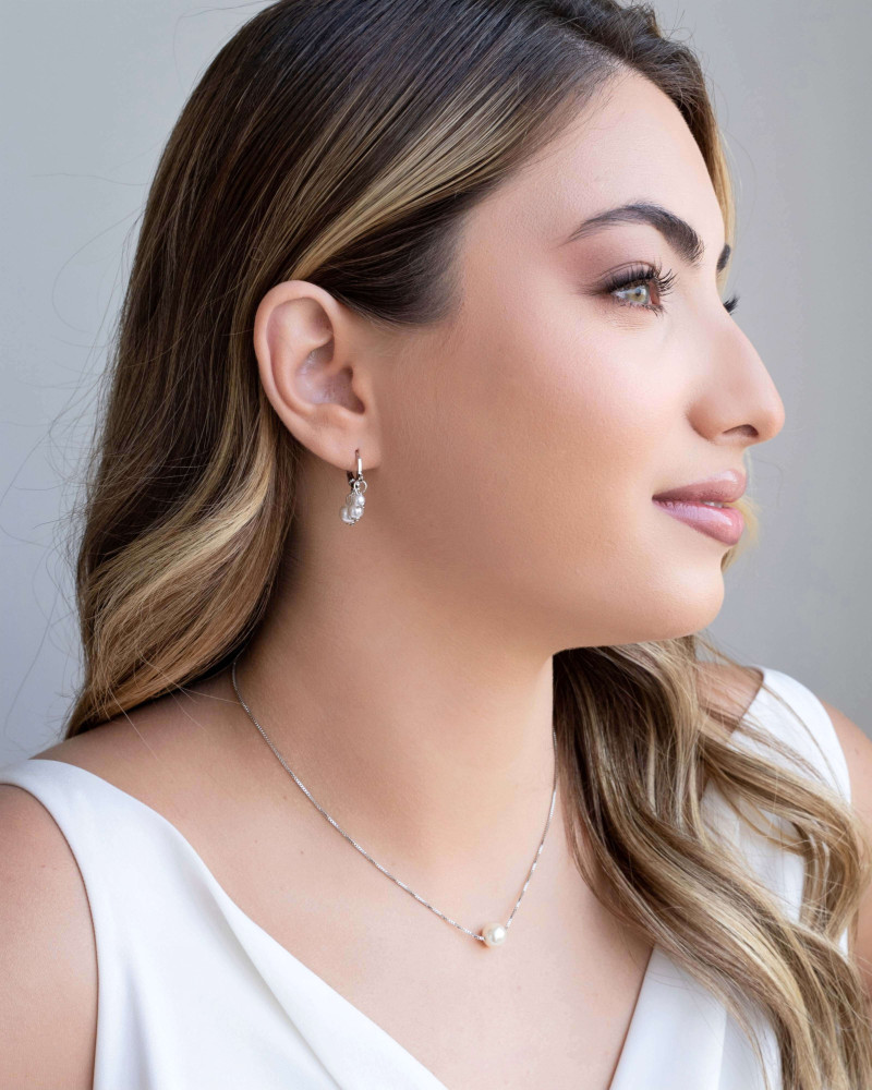 Gargantilha Veneziana Perola Ródio Branco