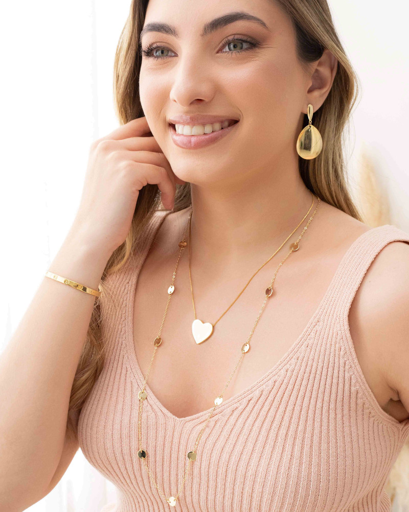 Gargantilha Veneziana Coração Liso Banhado a Ouro 18K