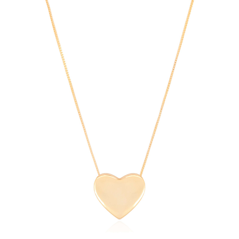 Gargantilha Veneziana Coração Liso Banhado a Ouro 18K