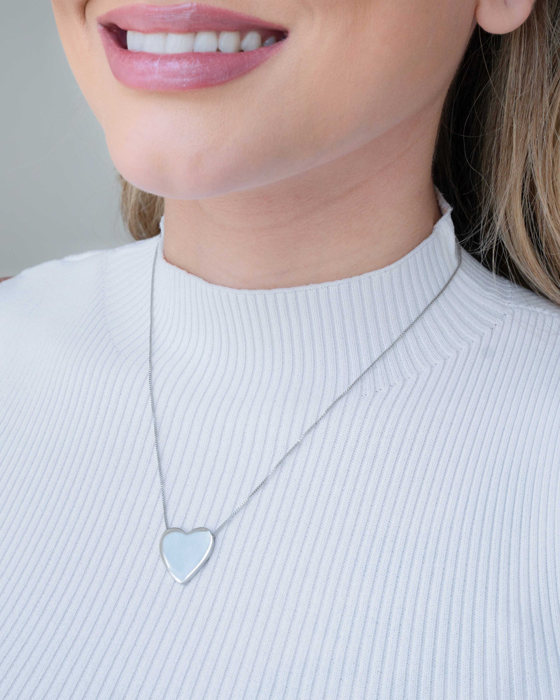 Gargantilha Veneziana Coração Liso Ródio Branco