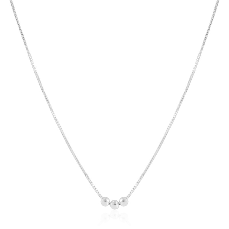 Gargantilha Veneziana Bolinhas Lisas Ródio Branco