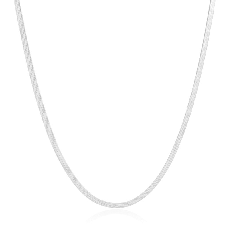 Gargantilha Malha Fita 3 mm Ródio Branco